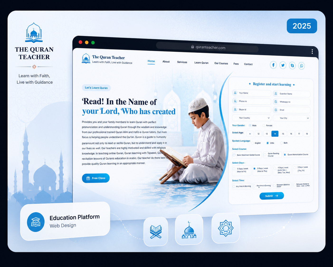 The Quran Teacher online learning platform interface for Quran and Tajweed classes